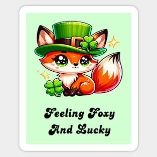 St. Patrick's Day Fox - Feeling Foxy and Lucky Sticker